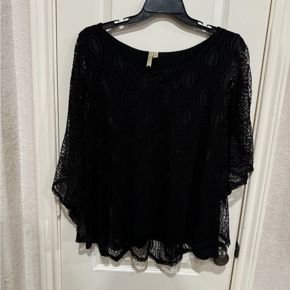 Chenault Plus Size Crochet Top with Attached Tank-3X
